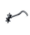 Double Stars Silver Curved Nose Stud NSKB-1008